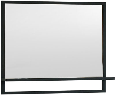 Metal zwarte spiegel met planchet 80x70cm