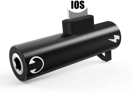 Metalen 2 In 1 Audio Adapter Voor Iphone X Xr Xs 11 12 Pro Max 12 Mini 7 8 Plus 3.5Mm Jack Koptelefoon Audio Opladen Kabel Connector zwart