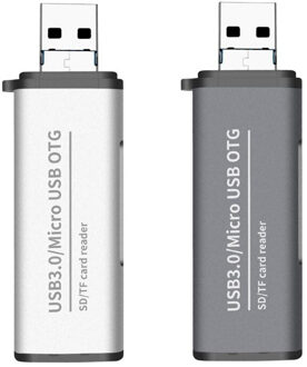 Metalen 2in1 USB3.0/Micro USB naar SD/Micro SD Memory Card Reader Micro USB OTG Adapter voor MacBook samsung Huawei Xiaomi PC Laptop