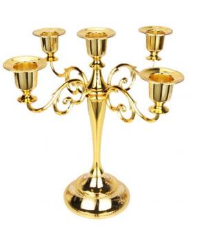 Metalen 3/5-Arm Kaarshouder Kandelaar Romantische Diner Bruiloft Decor Свадебный Декор gouden 5 hoofd