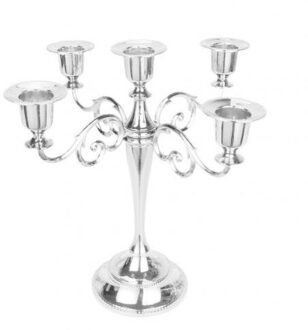 Metalen 3/5-Arm Kaarshouder Kandelaar Romantische Diner Bruiloft Decor Свадебный Декор zilver 5 hoofd