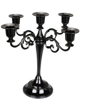 Metalen 3/5-Arm Kaarshouder Kandelaar Romantische Diner Bruiloft Decor Свадебный Декор zwart 5 hoofd
