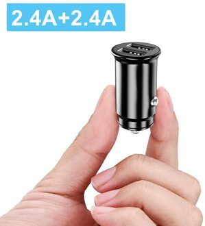 Metalen 4.8A Snelle Charger Mini Usb Car Charger Voor Mobiele Telefoon Tablet Gps Auto-Oplader Dual Usb Auto Telefoon charger Adapter In Auto