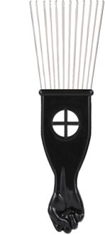 Metalen Afro Haar Kam Afro-amerikaanse Pick Kam Haar Borstel Kapper Kam Kappers Styling Tool Zwart Vuist 2