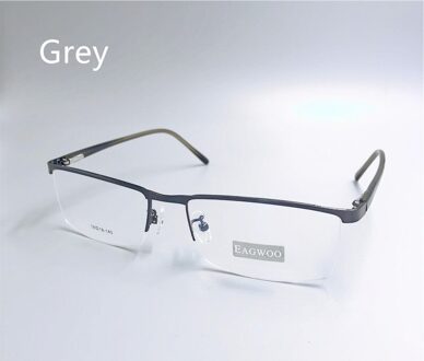 Metalen Aluminium Half Velg Optische Frame Prescription Mannen Rechthoekige Brillen Business Bril Sport Spektakel Breed Grote Gezicht 58mm grijs