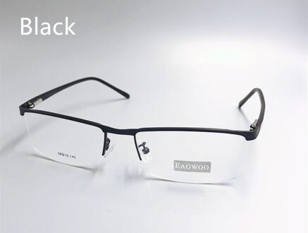 Metalen Aluminium Half Velg Optische Frame Prescription Mannen Rechthoekige Brillen Business Bril Sport Spektakel Breed Grote Gezicht 58mm zwart