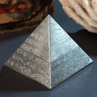 Metalen Asbak Creatieve Mode Bar Decoratie Bar Tafel Egyptische Metalen Gesneden Piramide Asbak Met Deksel Home Decor A--Ancient tin