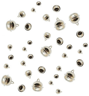 Metalen belletjes - 48x st - zilver - met oog - 12 mm - hobby/knutsel benodigdheden