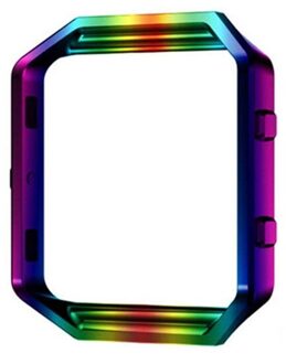 Metalen Beschermhoes Frame Case Cover Shell Voor Fitbit Blaze Roestvrije Vervanging Case Activiteit Tracker Horloge Accessoires regenboog