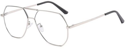 Metalen Blauw Licht Blokkeren Bril Man Vintage Oversized Bril Frame Vrouwen Mannen Optische Bijziendheid Brillen Frames Eyewear Oculos Zilver