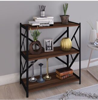 Metalen Boekenplank 3 Plank Boekenplank Bestand Boek Plank Kantoor Thuis Plank Boek Plank Walnoot