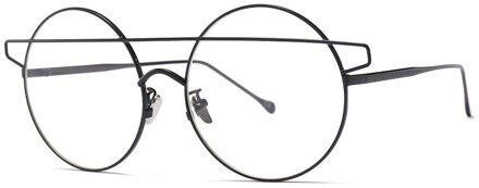 Metalen Brillen Persoonlijkheid Dubbele Beam Recept Bril Retro Ronde Ultralight Voor Mannen Vrouwen Reading Frame zwart