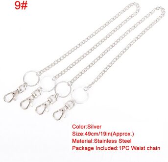 Metalen Broek Broek Keten Portemonnee Riem Rock Punk Jeans Sleutelhanger Zilveren Ring Clip Sleutelhanger Hiphop Trendy Sieraden 10
