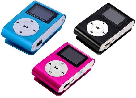 Metalen Clip Digitale Mini MP3 Speler Met 1.8 Inch Lcd-scherm Ondersteuning Tf-kaart USB 2.0 Met 3.5mm Hoofdtelefoon jack blauw