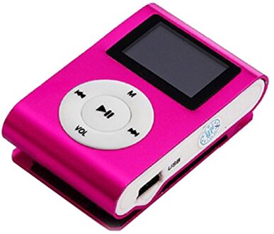 Metalen Clip Digitale Mini MP3 Speler Met 1.8 Inch Lcd-scherm Ondersteuning Tf-kaart Usb 2.0 Met 3.5Mm Hoofdtelefoon jack roos rood
