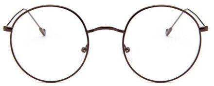 Metalen Dames Bril Frame Ronde Transparante Lens Klassieke Retro Mannen Recept Optische Bril bronzen