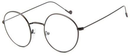 Metalen Dames Bril Frame Ronde Transparante Lens Klassieke Retro Mannen Recept Optische Bril geweer grijs