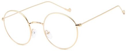 Metalen Dames Bril Frame Ronde Transparante Lens Klassieke Retro Mannen Recept Optische Bril goud