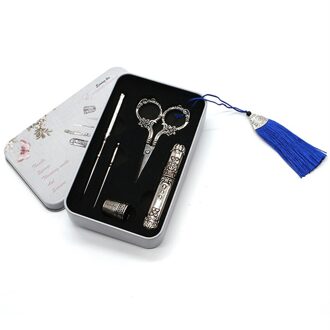 Metalen Doos Retro Vintage Schaar Naald Case Priem Threader Vingerhoed Kruissteek Handwerken Borduren Tailor Diy Naaien Schaar 7