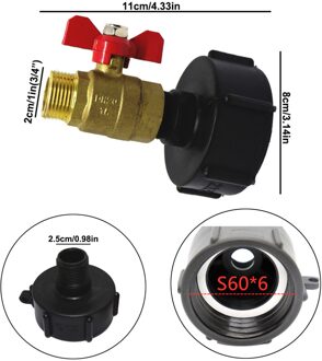 Metalen Duurzaam Ibc Tank Tap Adapter S60x6 Grove Draad Connector Tuin Water Connectors Water Cube Vervanging Valve Fitting