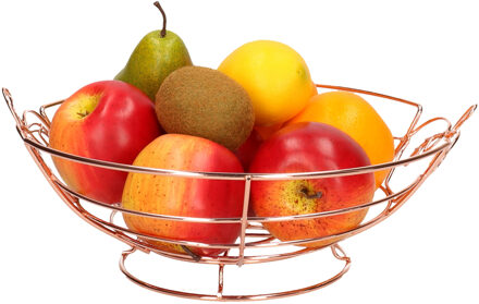 Metalen fruitmand/fruitschaal koper rond 26 x 13 cm