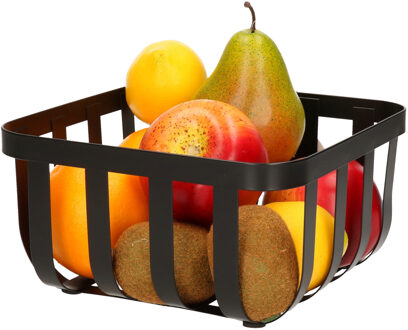 Metalen fruitmand/fruitschaal zwart vierkant 20 x 20 cm - Fruitschalen