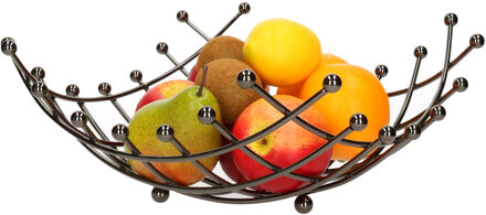 Metalen fruitmand/fruitschaal zwart vierkant 31 x 31 x 13 cm - Fruitschalen