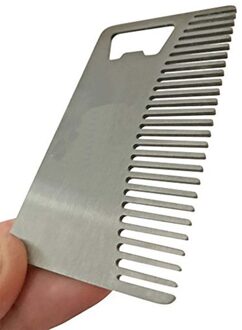 Metalen Hair & Baard Kam met Flesopener multifunctionele Credit Card Size Tool voor Portemonnee en Zak