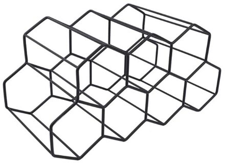 Metalen Honingraat Wijnrek Wijn Fles Opslag Bijenkorf Tafelblad Moderne Wijnrek Hexagon 9 Fles Wijn Houder Display zwart