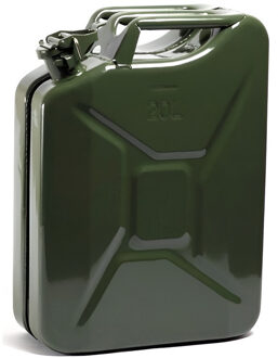 Metalen jerrycan 20 liter legergroen - geschikt voor brandstof - benzine / diesel