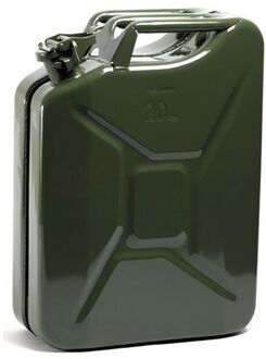 Metalen jerrycan 20 liter legergroen - geschikt voor brandstof - benzine / diesel