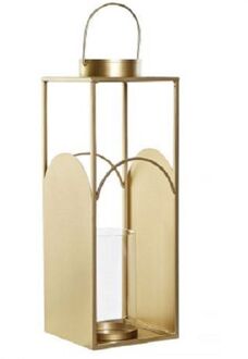 Metalen kaarsenhouder / lantaarn goud met glas 45 cm - Lantaarns