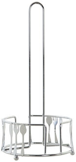 Metalen keukenrolhouder zilver met bestek patroon D14 x H29 cm