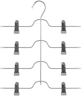 Metalen kledinghanger met clips voor 4 broeken 32 x 38 cm - Kledinghangers Zilverkleurig