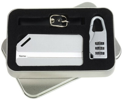 Metalen kofferlabel set met label, riempje en cijferslot - Bagagelabels