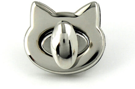 Metalen Leuke Kat Zak Turn Lock Twist Lock Sluiting Voor Leer Craft Vrouwen Handtas Schoudertas DIY Tas Hardware Accessoires zilver