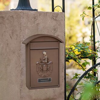 Metalen Mailbox Wall Mount Mail Veilige Vergrendeling Mail Box 10X4X14 ''Gate Decoratieve Veilige Brievenbus Tijdschriften storage Case bruin