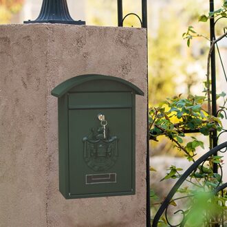 Metalen Mailbox Wall Mount Mail Veilige Vergrendeling Mail Box 10X4X14 ''Gate Decoratieve Veilige Brievenbus Tijdschriften storage Case groen
