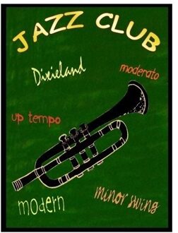 Metalen muurplaatje Jazz Club 30 x 40 cm