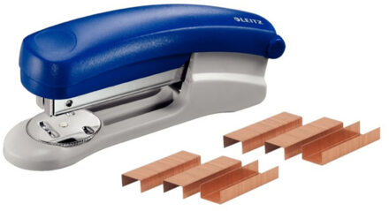 Metalen nietmachine blauw 11,5 cm inclusief 2000 nietjes