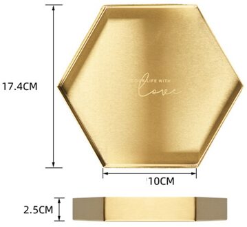 Metalen Opslag Lade Goud Vierkante Rechthoek Hexagon Fruitschaal Opslag Organisator Oorbel Ring Sieraden Display Rvs Lade about 375g