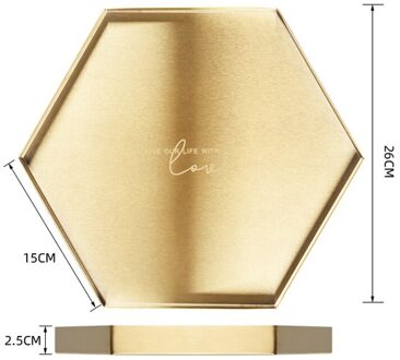 Metalen Opslag Lade Goud Vierkante Rechthoek Hexagon Fruitschaal Opslag Organisator Oorbel Ring Sieraden Display Rvs Lade about 735g