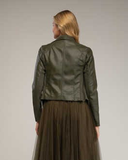 Metalen perfecto-stijl jack Kaki