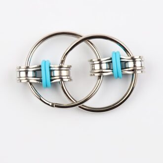 Metalen Puzzel Keten Fidget Speelgoed Voor Autisme Ketting Fidget Speelgoed Hand Spinner Sleutelhanger Zintuiglijke Speelgoed Stress Verlichten Adhd top Puzzels licht blauw