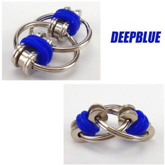 Metalen Puzzel Keten Fidget Speelgoed Voor Autisme Ketting Fidget Speelgoed Set Stress Verlichten Adhd Top Hand Spinner Sleutelhanger zintuiglijke Speelgoed Deepblue