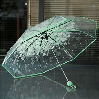 Metalen Pvc Transparant Clear Paraplu Kersenbloesem Paddestoel Apollo Sakura 3 Fold Paraplu Zon En Regen Uv groen
