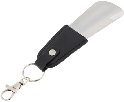Metalen Schoenlepel Lifter Flexibele Stevige Slip Draagbare Met Lederen Band zwart