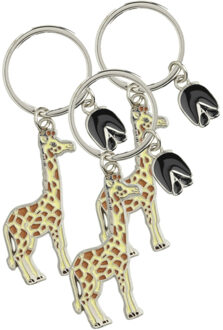 Metalen sleutelhanger van een giraffe - 6x stuks - 5 cm - Dieren cadeau artikelen - Kinderen