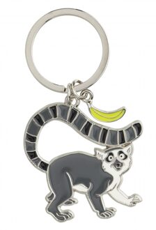 Metalen sleutelhanger van een ringstaart maki aap - 5 cm - Dieren cadeau artikelen - Kinderen