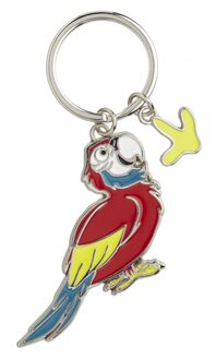 Metalen sleutelhanger van een rode papegaai - 5 cm - Dieren cadeau artikelen - Kinderen Multi